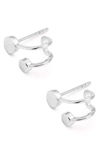 Double Circle Huggie Stud Silver