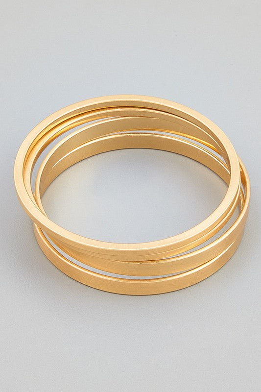 Simple 4 Bangle Bracelet Set Gold
