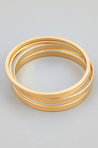 Simple 4 Bangle Bracelet Set Gold