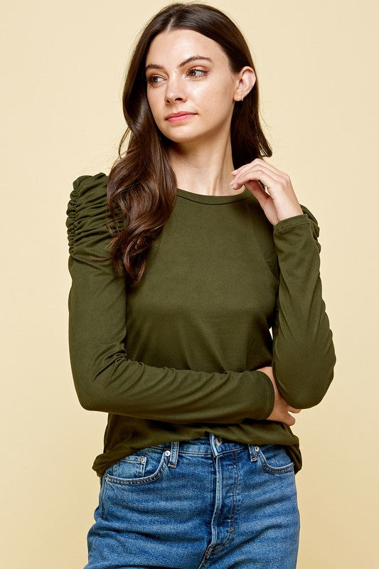 Puff Long Sleeve Top Army Green
