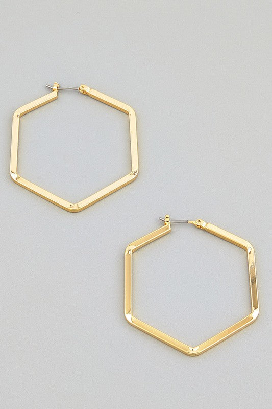 Hexagon Earrings Gold