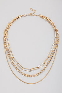 Triple Multi Chain Necklace Gold