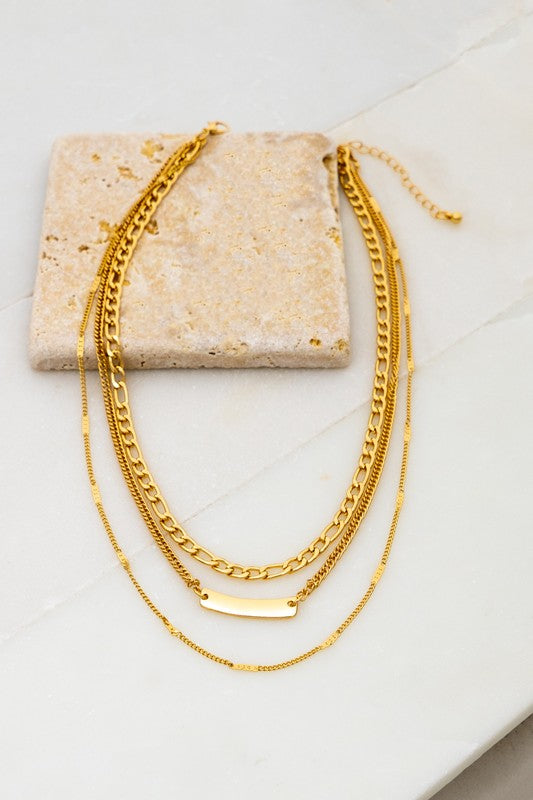 Dainty/Chunky Triple Layer Necklace Gold