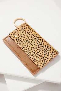 Animal Print Leather Wallet Cheetah Brown
