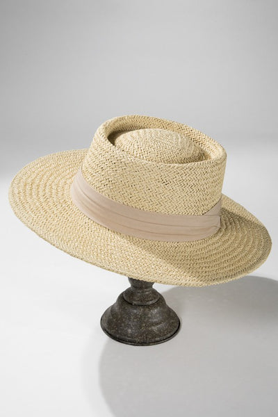 Folded Trim Boater Hat Natural