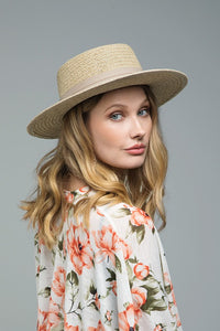 Folded Trim Boater Hat Natural