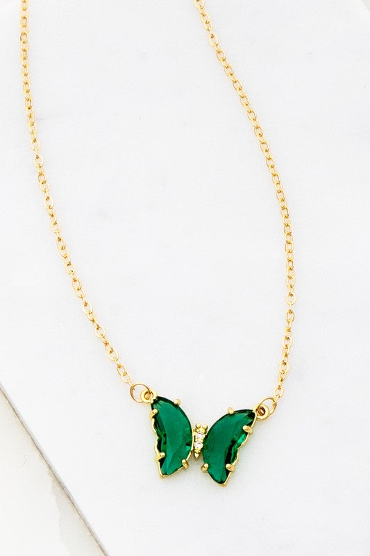 Butterfly Pendant Necklace Green