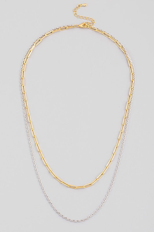 Double Layered Mixed Metal Necklace
