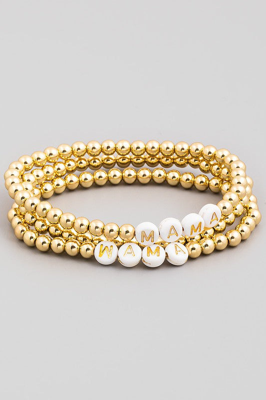 Beaded Letter Bracelet Set Mama