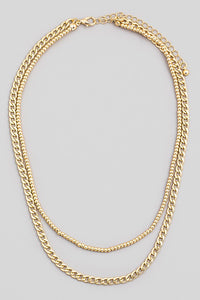 Double Layer Ball and Chain Necklace Gold