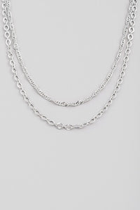 Double Layer Textured Chain Silver