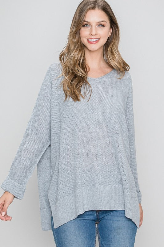 Quarter Sleeve Sweater Top Powder Blue