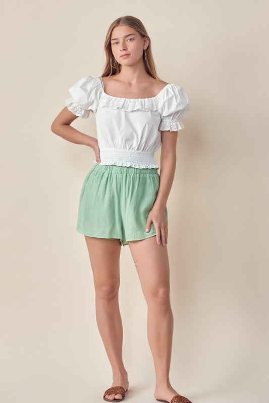 Gathered Waist Shorts Mint