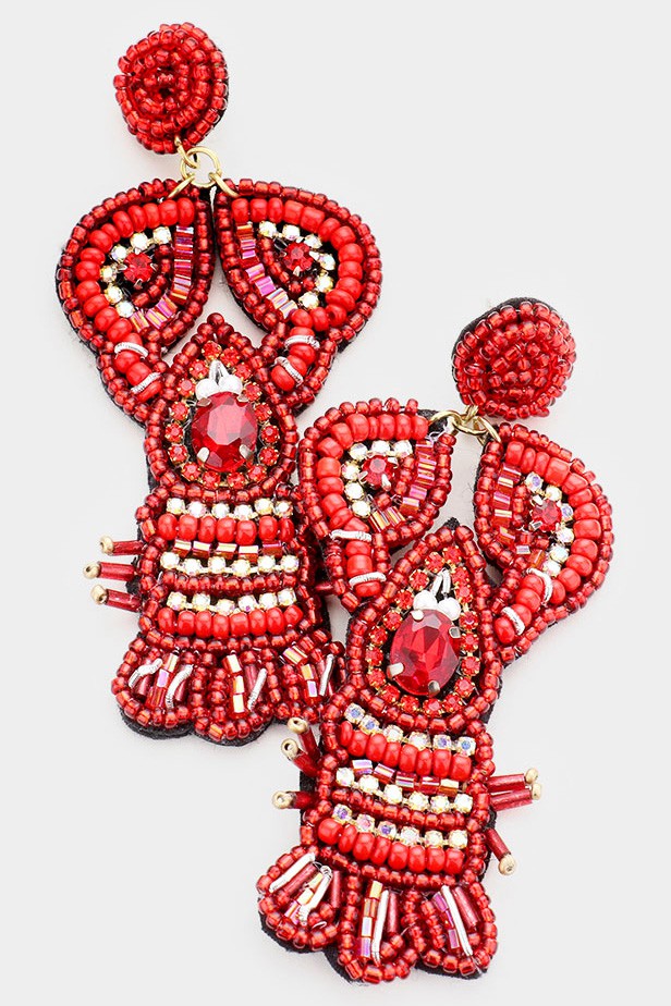 Beaded Crawfish Earrings