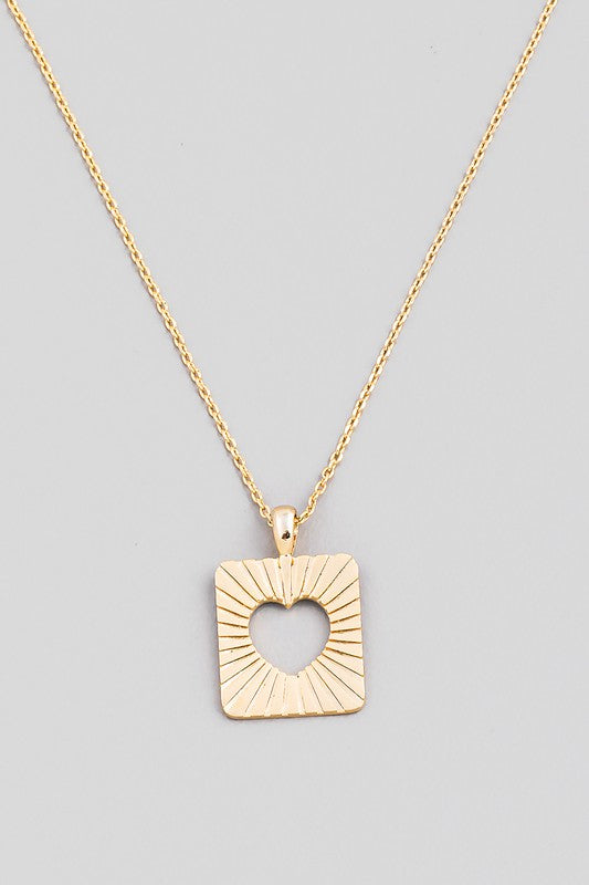 Hollow Heart Pendant Necklace Gold