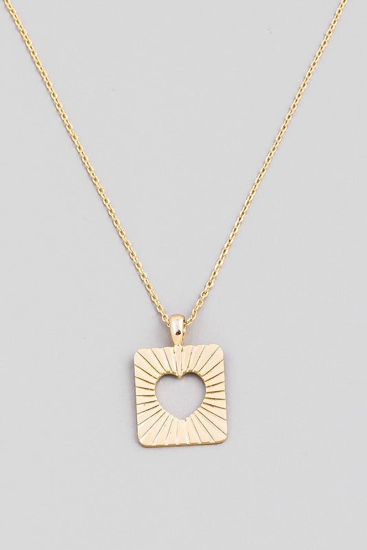 Hollow Heart Pendant Necklace Gold