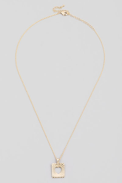 Hollow Heart Pendant Necklace Gold
