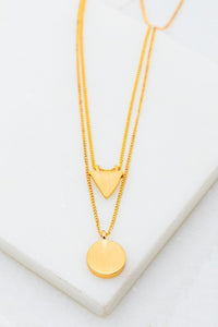 Geo Shape Charm Multi Layered Necklace Gold