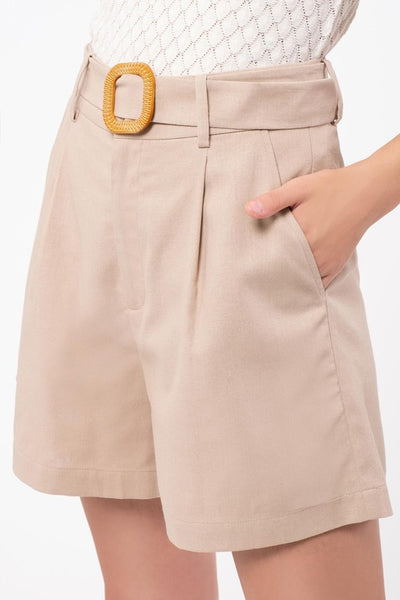 Belted High Waisted Short Taupe