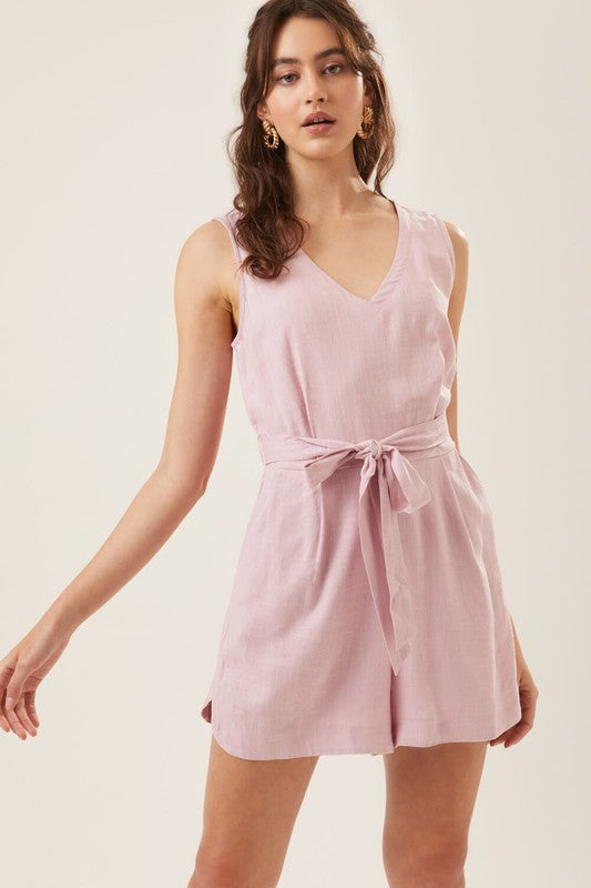 Tie Belt Romper Lilac