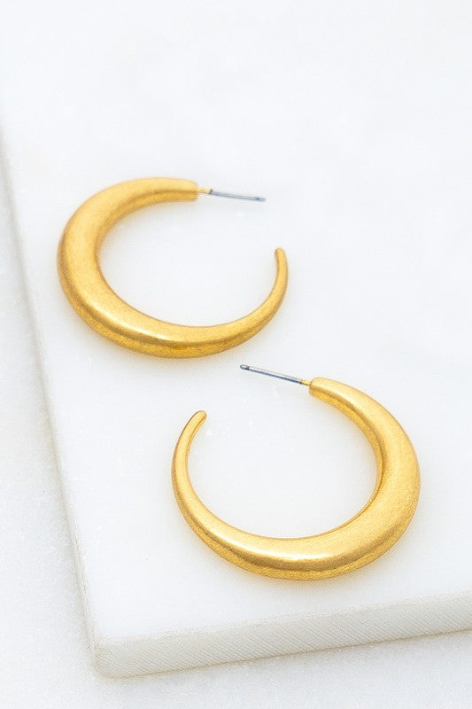 Crescent Moon Hoop Earrings Gold