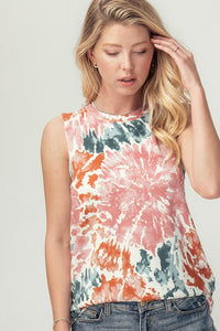 Sunburst Tie Dye Tank Rust Multi