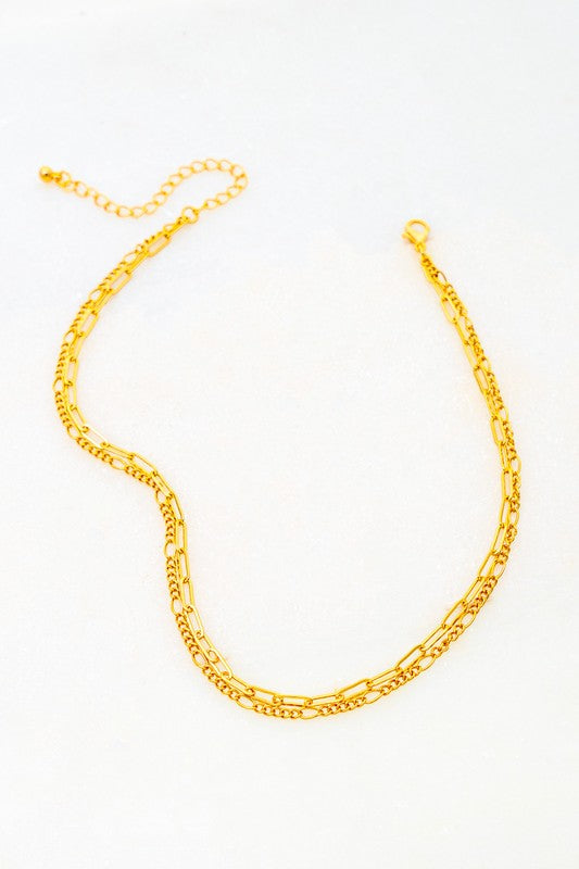 Two Layered Chain Necklace Gold