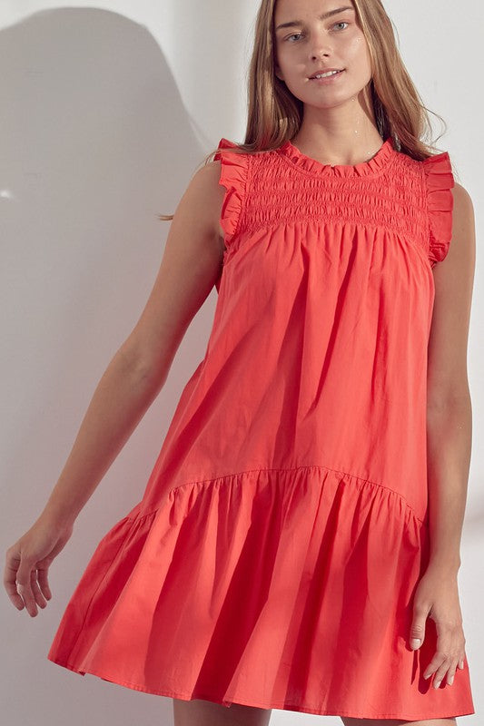 Woven Tiered Dress Candy Apple