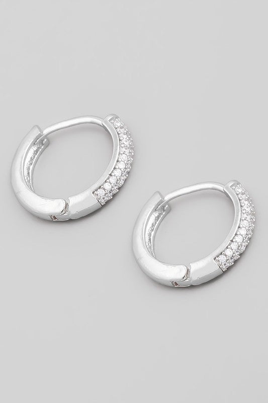 Studded Huggie Hoop Silver