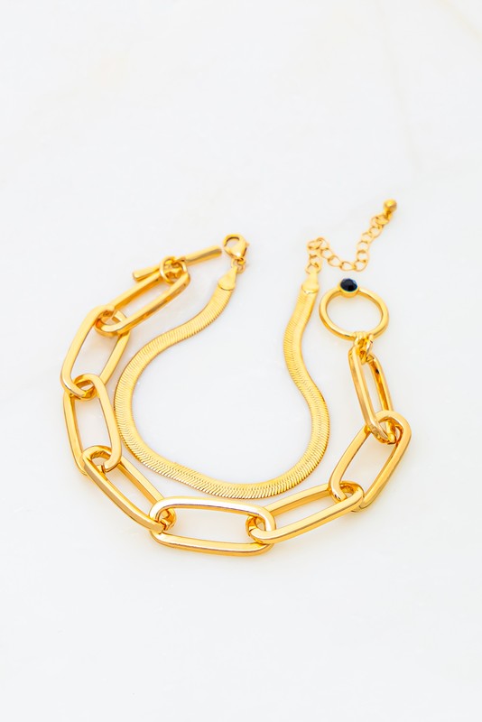 Chunky Chain Bracelet Set Gold
