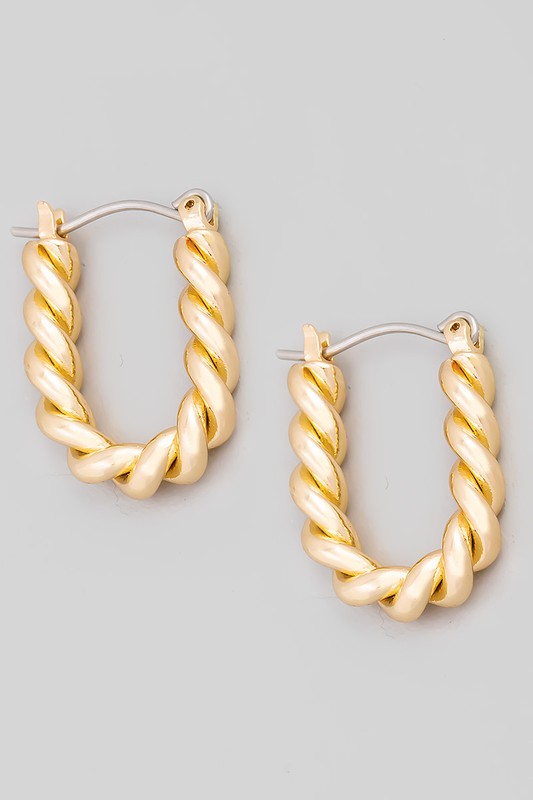 Twisted Metal Hoop Earrings Gold
