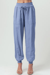 Smocked Waist Pants Blue Stone
