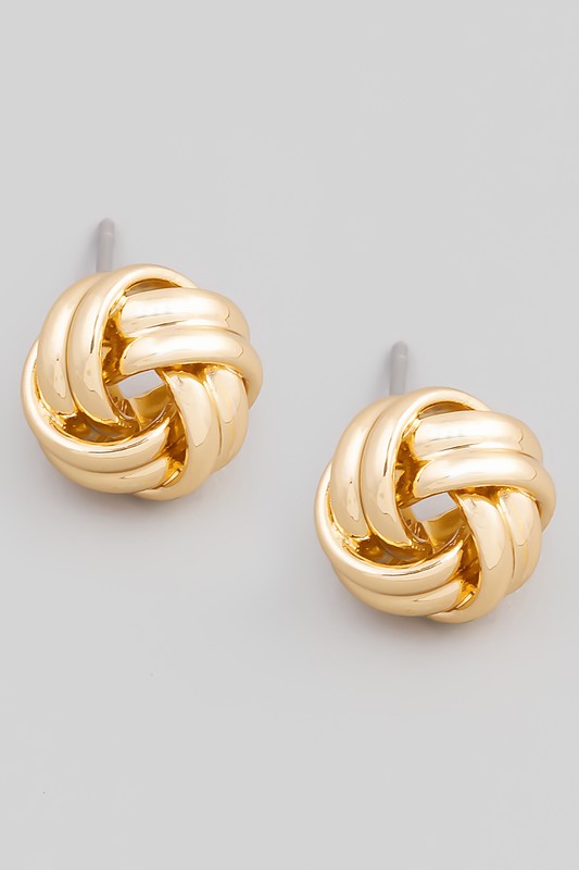 Knotted Stud Earrings Gold