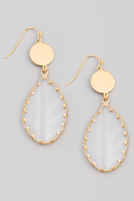 Leaf Dangling Earrings Clear