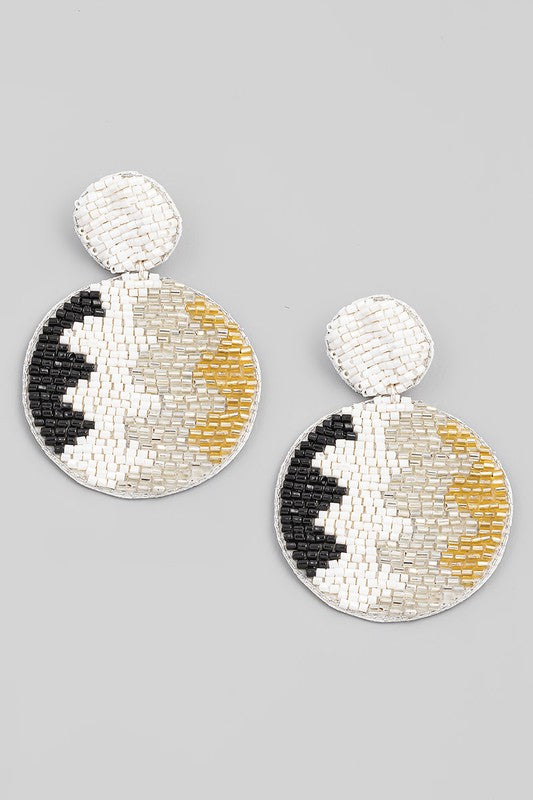 Boho Beaded Earrings White