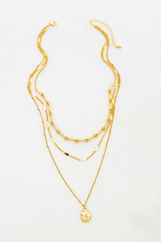 Layered Chain with Oval Pendant