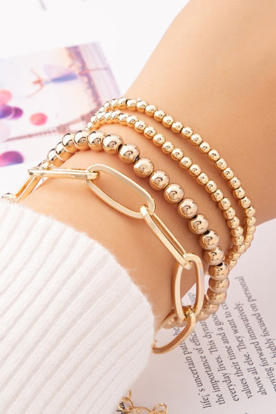 Four Row Chunky Chain Bracelet Gold