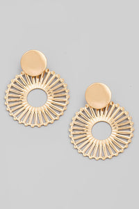 Metallic Circle Wheel Earrings Gold