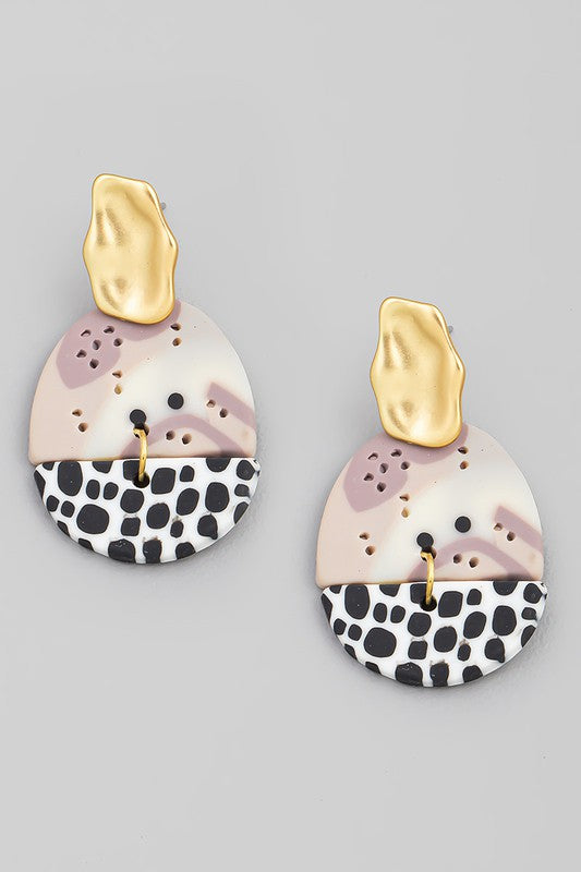 Patterned Oval Earrings Multicolor