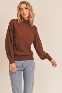 Mock Neck Woven Weave Sweater