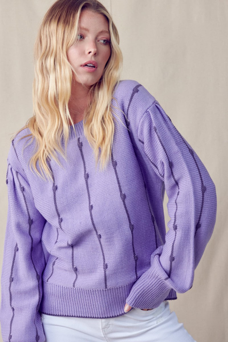 Striped Detailed Sweater Lavender