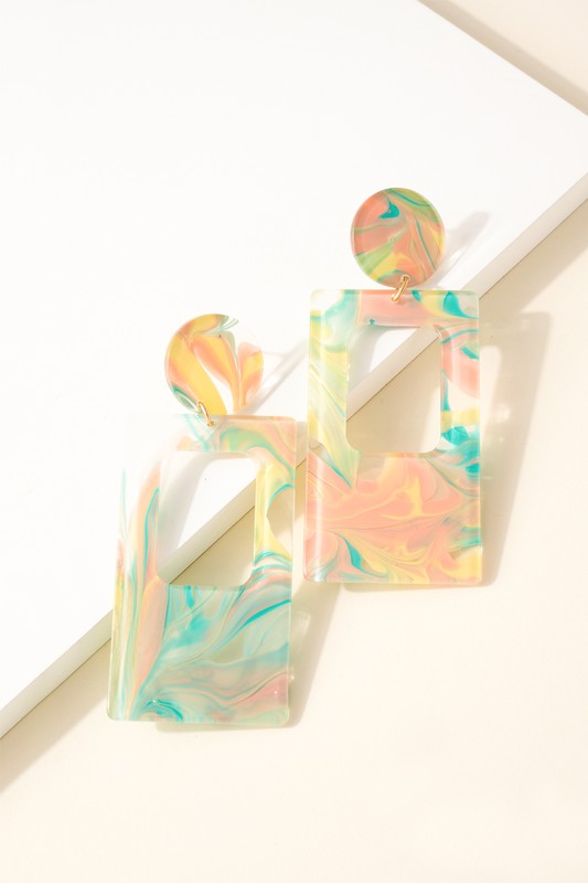 Acetate Rectangular Earrings YLMLT