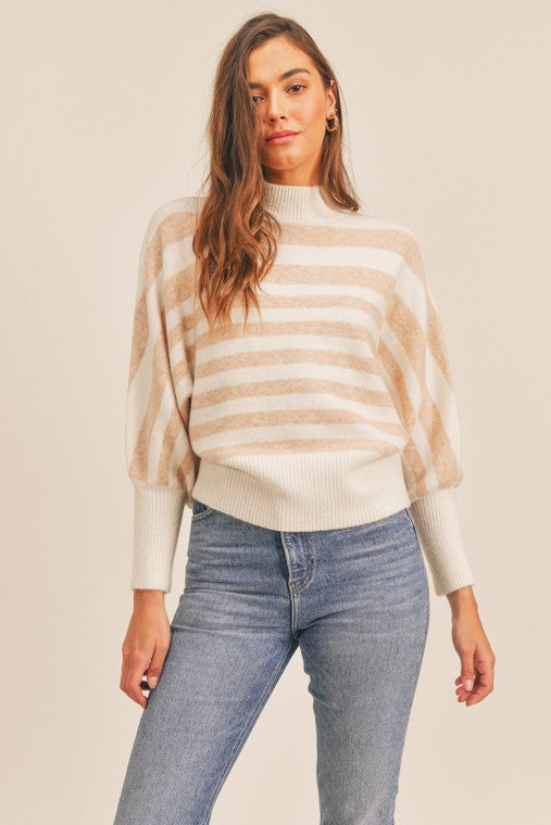 Dolman Sleeve Striped Sweater Ivory