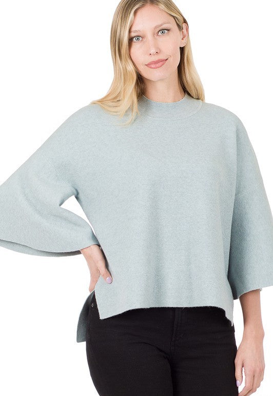 Bell Sleeve Sweater H Blue Grey