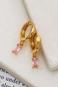 Huggie Hoop with Stone Pink