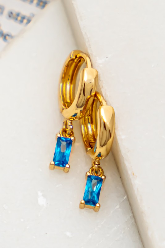 Huggie Hoop with Stone Blue