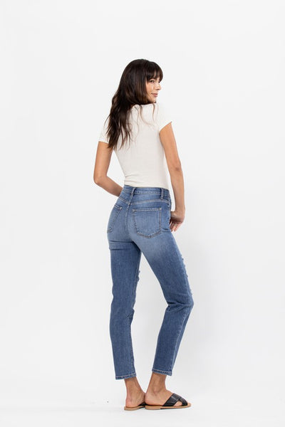 Distressed Knee High Rise Skinny M Dark