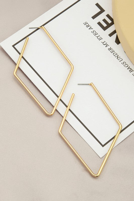Diamond Shape Wired Hoop Gold