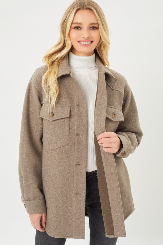 Fleece Oversized Jacket Brown