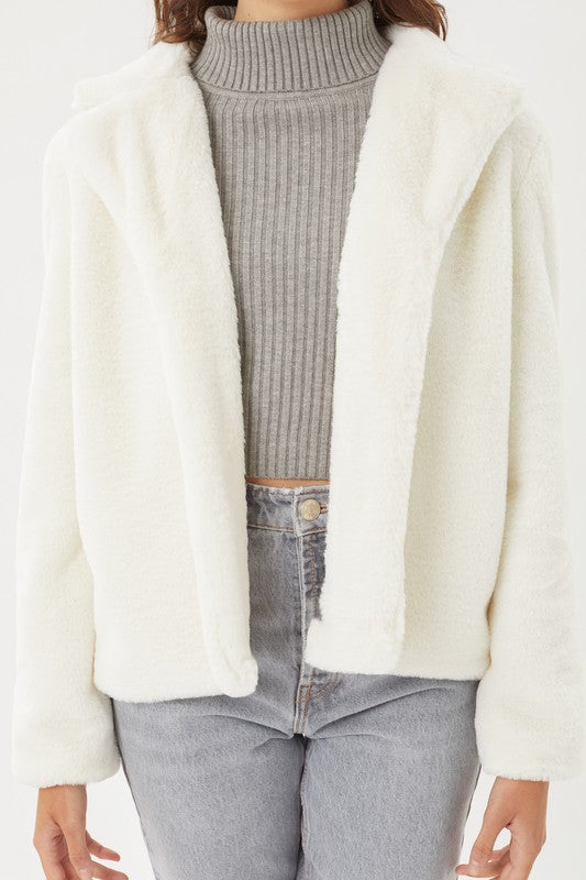 Faux Fur Coat Ivory